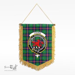 ScotsTee Shop Scottish Young Modern Clan Crest Tartan Gonfalon Scottish Wall Hanging Banner