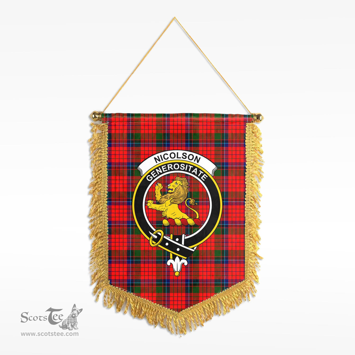 ScotsTee Shop Scottish Nicolson Modern Clan Crest Tartan Gonfalon Scottish Wall Hanging Banner