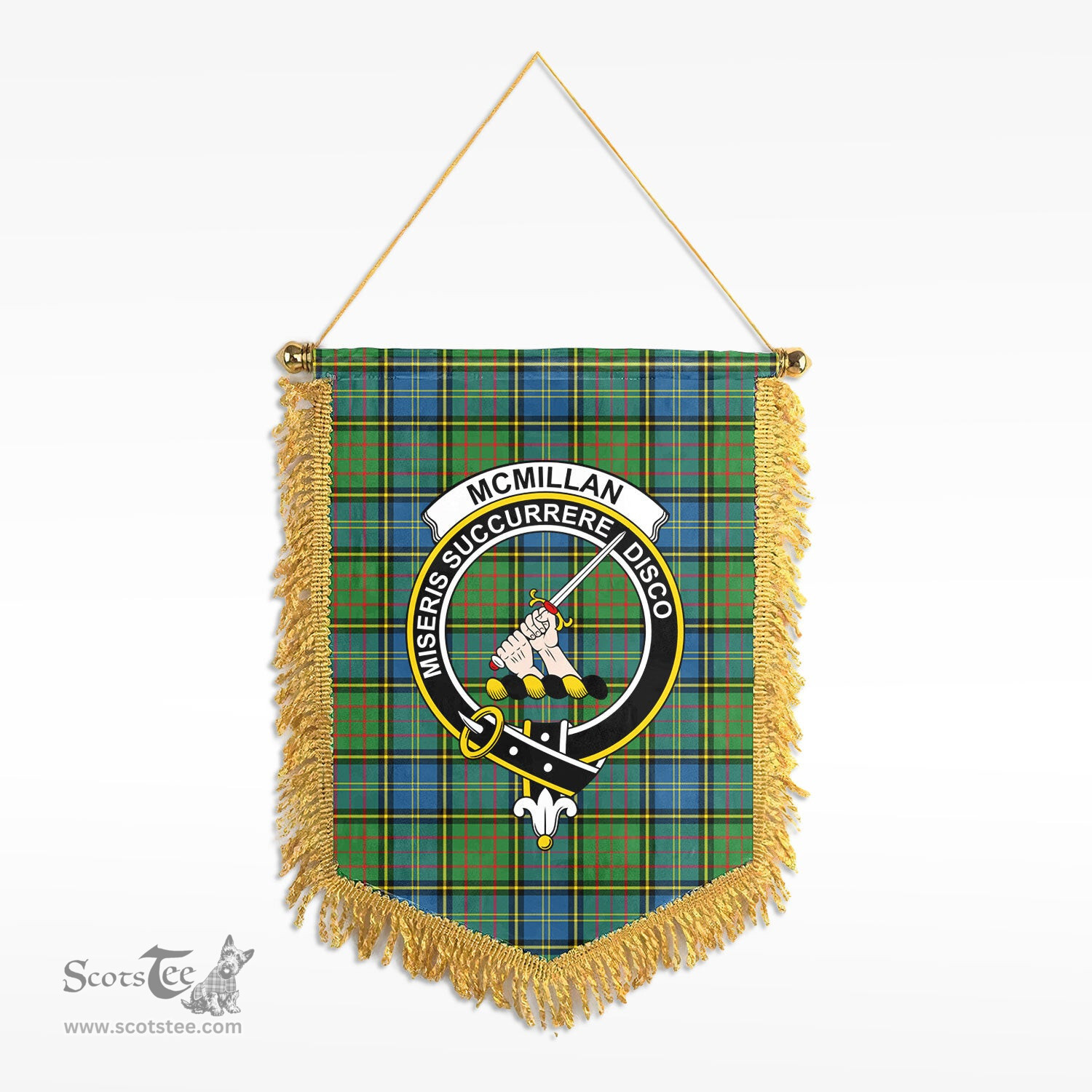 ScotsTee Shop Scottish McMillan Hunting Ancient Clan Crest Tartan Gonfalon Scottish Wall Hanging Banner