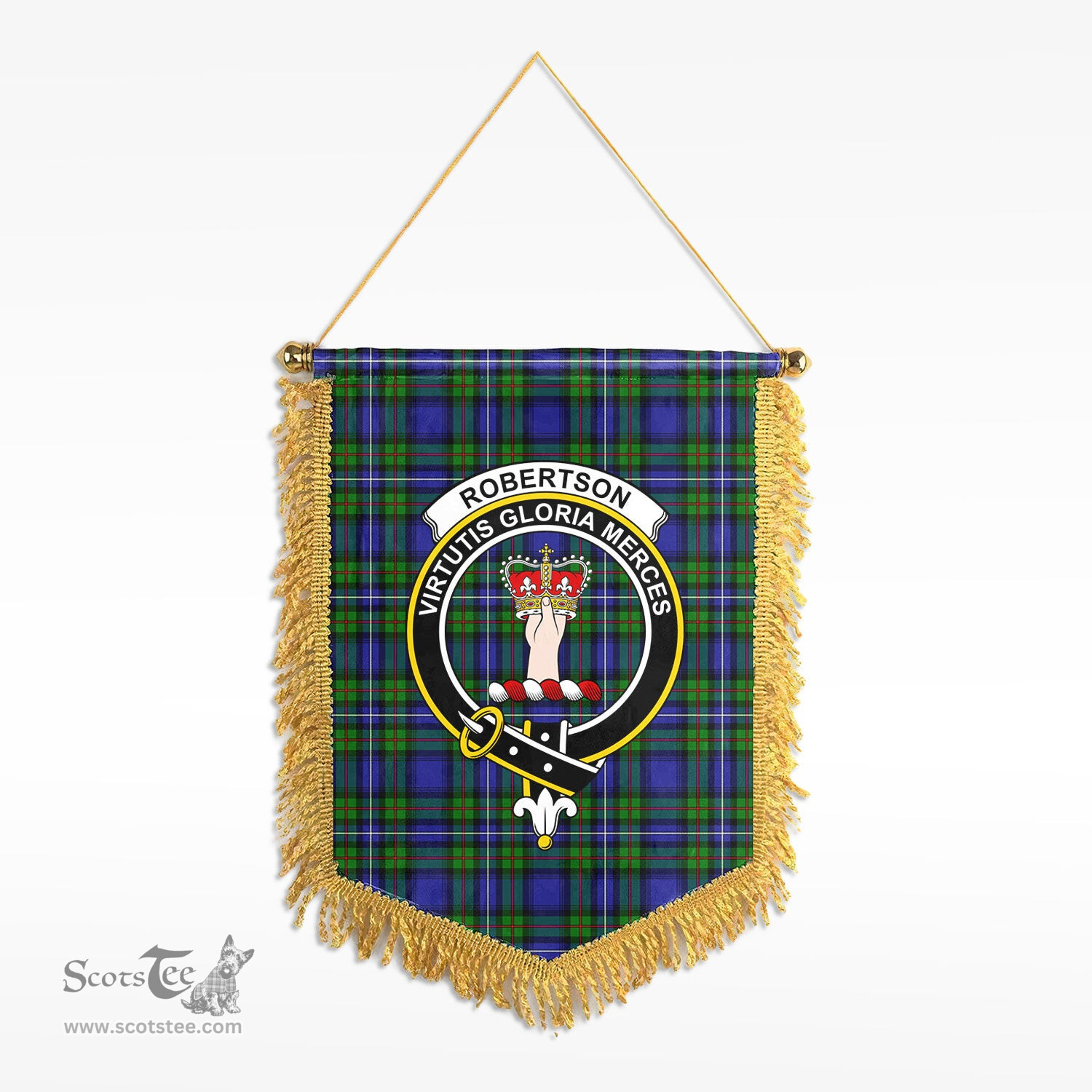 ScotsTee Shop Scottish Robertson Hunting Modern Clan Crest Tartan Gonfalon Scottish Wall Hanging Banner