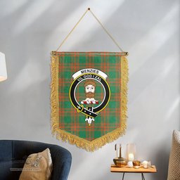 ScotsTee Shop Scottish Menzies Green Ancient Clan Crest Tartan Gonfalon Scottish Wall Hanging Banner