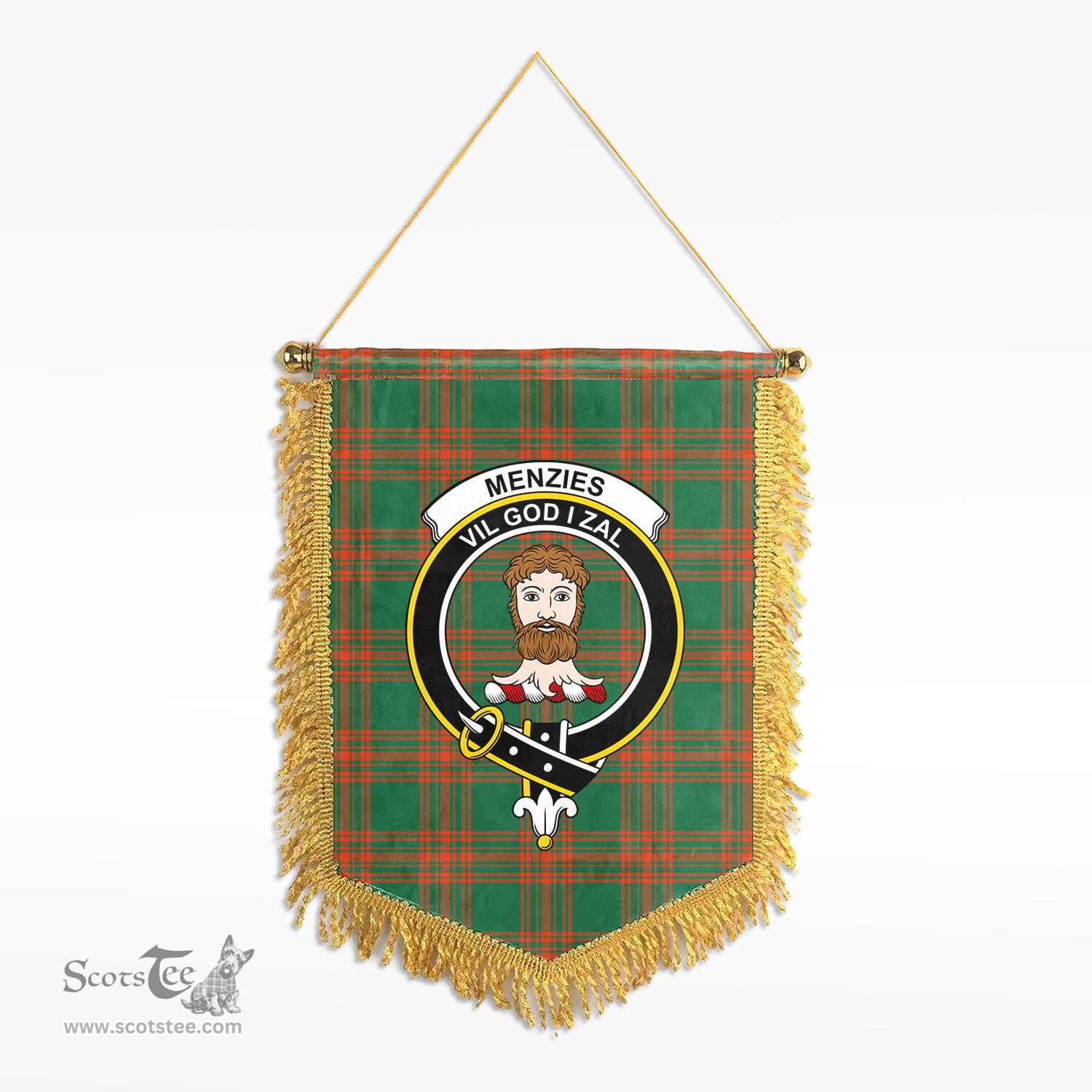 ScotsTee Shop Scottish Menzies Green Ancient Clan Crest Tartan Gonfalon Scottish Wall Hanging Banner