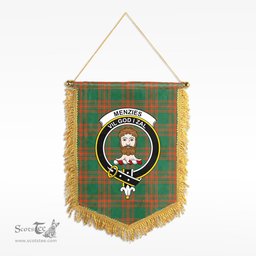 ScotsTee Shop Scottish Menzies Green Ancient Clan Crest Tartan Gonfalon Scottish Wall Hanging Banner