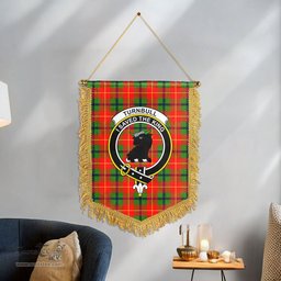 ScotsTee Shop Scottish Turnbull Dress Clan Crest Tartan Gonfalon Scottish Wall Hanging Banner