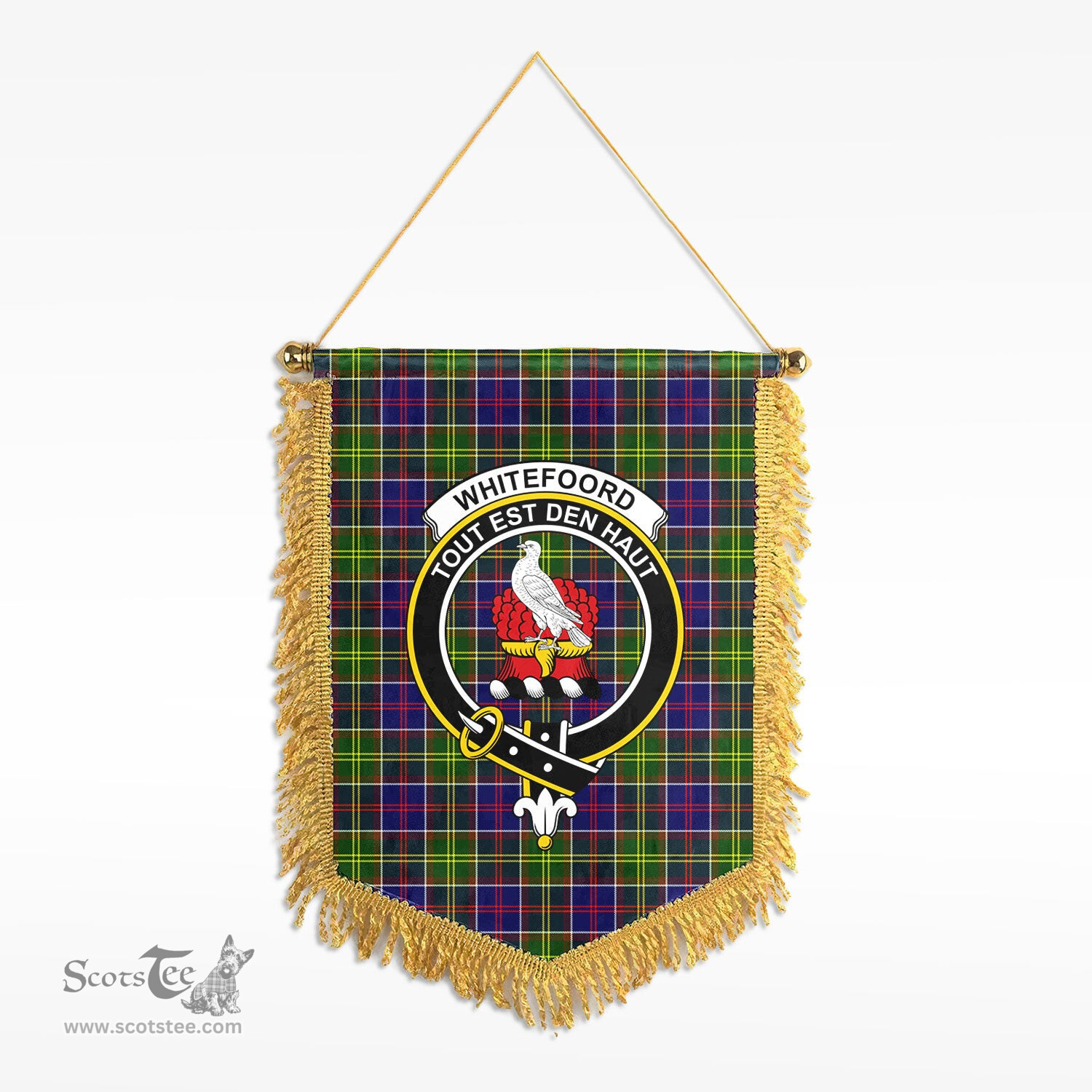 ScotsTee Shop Scottish Whitefoord Clan Crest Tartan Gonfalon Scottish Wall Hanging Banner