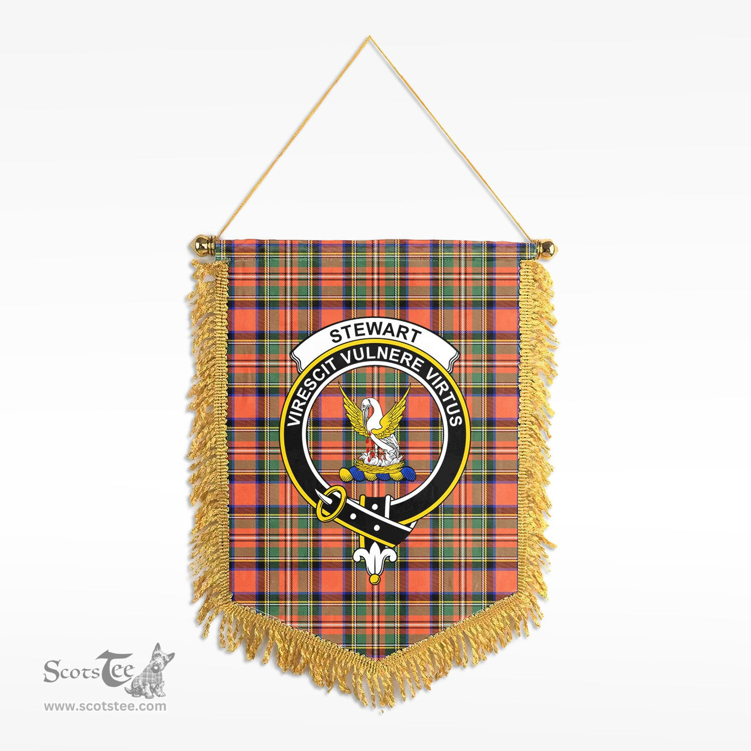 ScotsTee Shop Scottish Stewart Royal Ancient Clan Crest Tartan Gonfalon Scottish Wall Hanging Banner