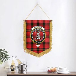 ScotsTee Shop Scottish McQueen Modern Clan Crest Tartan Gonfalon Scottish Wall Hanging Banner