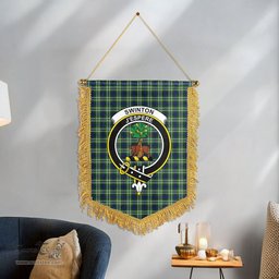 ScotsTee Shop Scottish Swinton Clan Crest Tartan Gonfalon Scottish Wall Hanging Banner