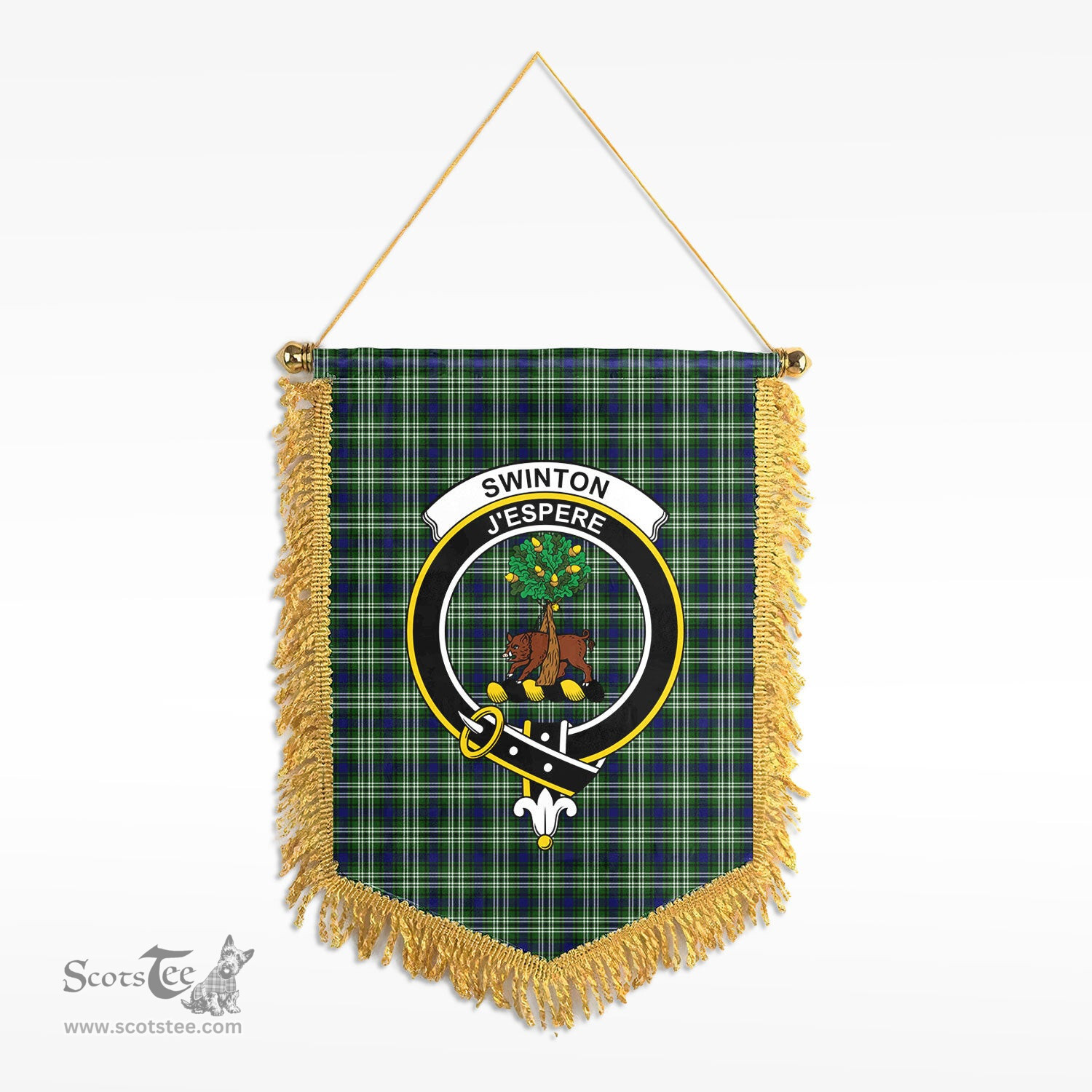 ScotsTee Shop Scottish Swinton Clan Crest Tartan Gonfalon Scottish Wall Hanging Banner
