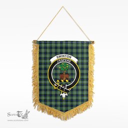 ScotsTee Shop Scottish Swinton Clan Crest Tartan Gonfalon Scottish Wall Hanging Banner