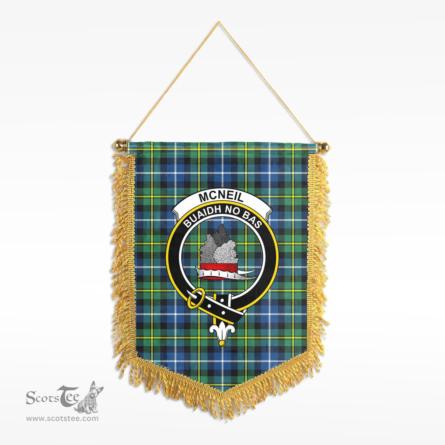 ScotsTee Shop Scottish McNeil of Barra Ancient Clan Crest Tartan Gonfalon Scottish Wall Hanging Banner