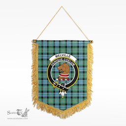 ScotsTee Shop Scottish Melville Clan Crest Tartan Gonfalon Scottish Wall Hanging Banner