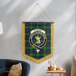 ScotsTee Shop Scottish Stewart Old Modern Clan Crest Tartan Gonfalon Scottish Wall Hanging Banner