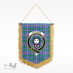 ScotsTee Shop Scottish Pitcairn Hunting Clan Crest Tartan Gonfalon Scottish Wall Hanging Banner