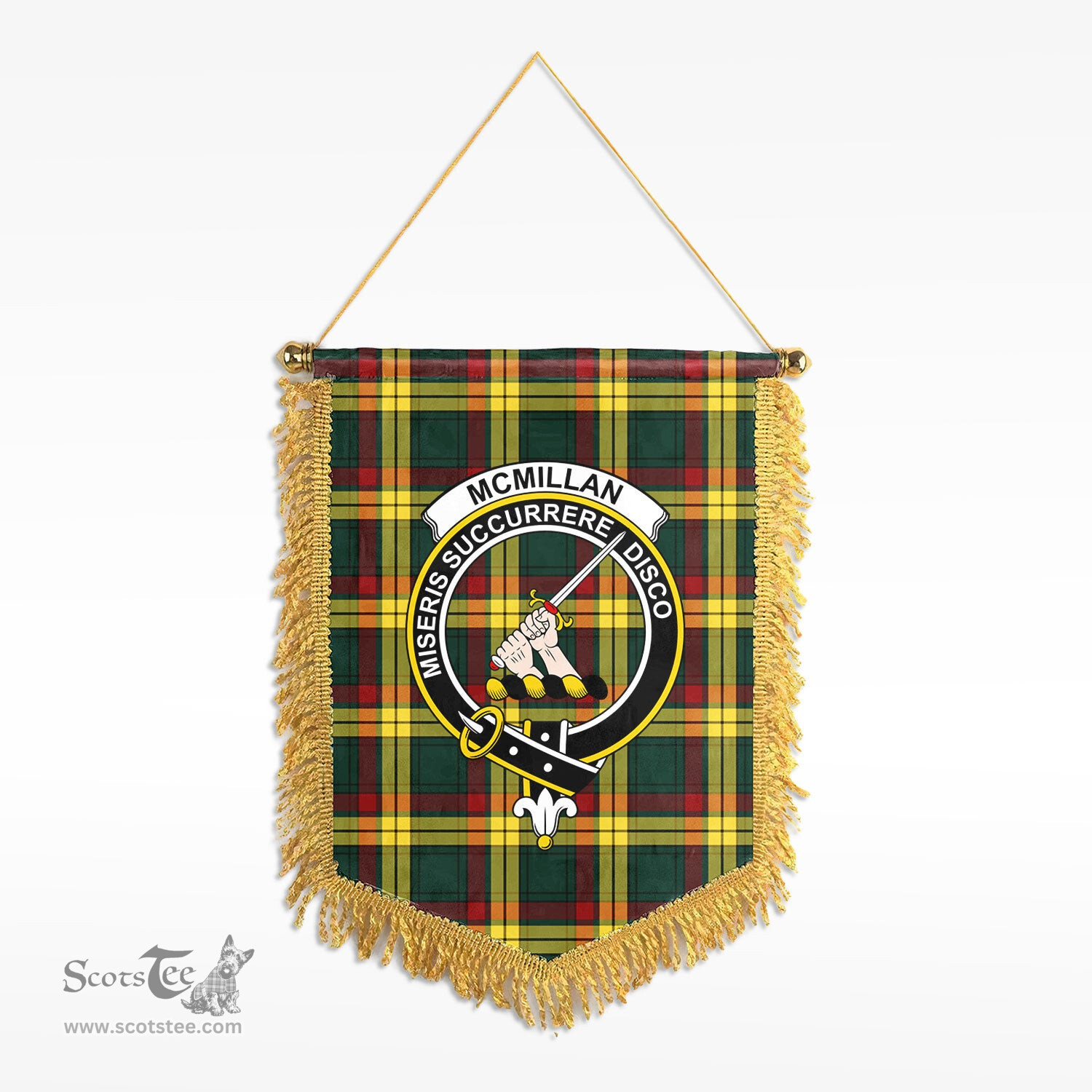 ScotsTee Shop Scottish McMillan Old Modern Clan Crest Tartan Gonfalon Scottish Wall Hanging Banner