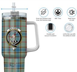 ScotsTee Shop Scottish Balfour Blue Clan Crest Tartan Tumbler with Handle 40oz Insulated Tumbler