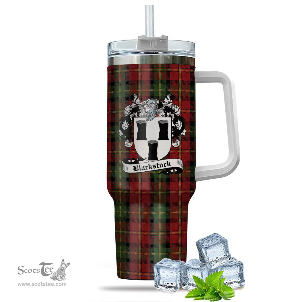 ScotsTee Shop Scottish Blackstock Red Dress Clan Crest Tartan Tumbler with Handle 40oz Insulated Tumbler