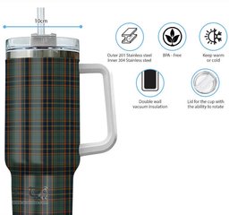 ScotsTee Shop Scottish Antrim County Ireland Clan Tartan Tumbler with Handle 40oz Insulated Tumbler