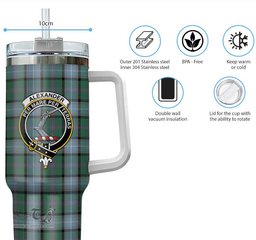 ScotsTee Shop Scottish Alexander of Menstry Hunting Clan Crest Tartan Tumbler with Handle 40oz Insulated Tumbler