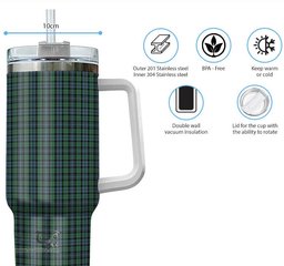 ScotsTee Shop Scottish Arbuthnot Clan Tartan Tumbler with Handle 40oz Insulated Tumbler