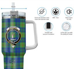 ScotsTee Shop Scottish Barclay Hunting Ancient Clan Crest Tartan Tumbler with Handle 40oz Insulated Tumbler