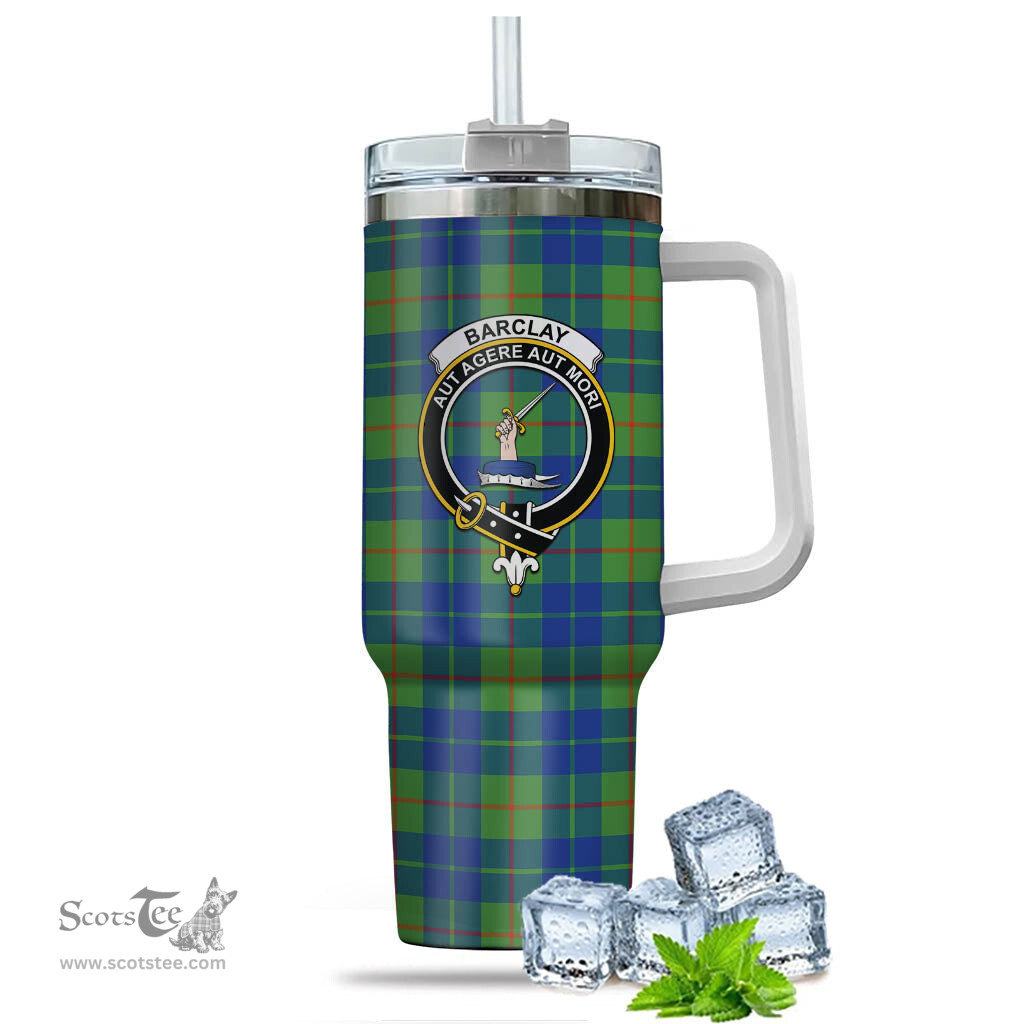 ScotsTee Shop Scottish Barclay Hunting Ancient Clan Crest Tartan Tumbler with Handle 40oz Insulated Tumbler