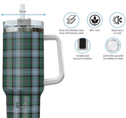 ScotsTee Shop Scottish Alexander of Menstry Hunting Clan Tartan Tumbler with Handle 40oz Insulated Tumbler