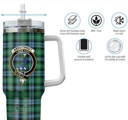 ScotsTee Shop Scottish Arbuthnot Ancient Clan Crest Tartan Tumbler with Handle 40oz Insulated Tumbler