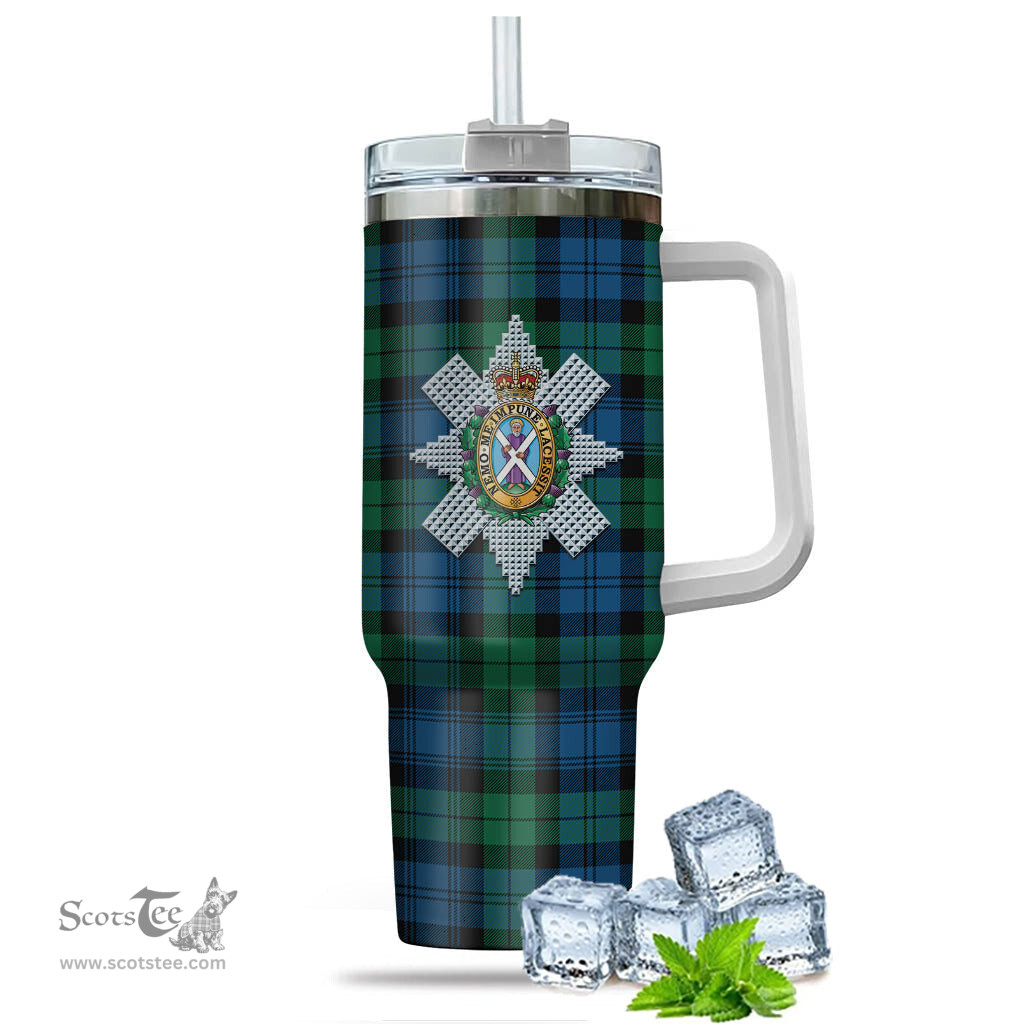 ScotsTee Shop Scottish Black Watch Ancient Clan Crest Tartan Tumbler with Handle 40oz Insulated Tumbler