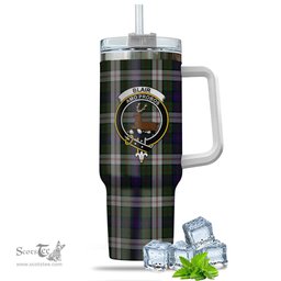 ScotsTee Shop Scottish Blair Dress Clan Crest Tartan Tumbler with Handle 40oz Insulated Tumbler