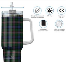 ScotsTee Shop Scottish Allison Clan Tartan Tumbler with Handle 40oz Insulated Tumbler