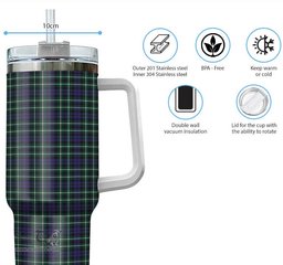 ScotsTee Shop Scottish Allardice Clan Tartan Tumbler with Handle 40oz Insulated Tumbler
