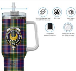 ScotsTee Shop Scottish Arnott Clan Crest Tartan Tumbler with Handle 40oz Insulated Tumbler