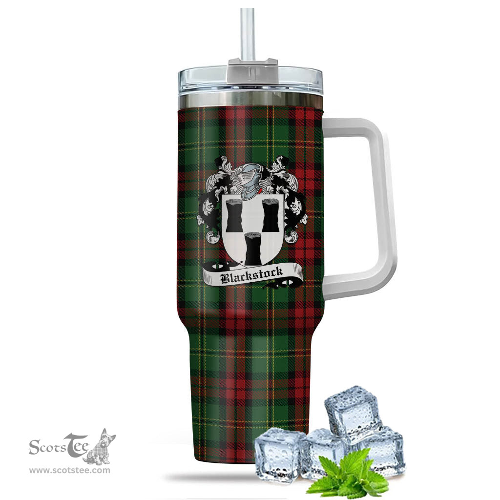ScotsTee Shop Scottish Blackstock Hunting Clan Crest Tartan Tumbler with Handle 40oz Insulated Tumbler