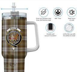 ScotsTee Shop Scottish Baillie Dress Clan Crest Tartan Tumbler with Handle 40oz Insulated Tumbler