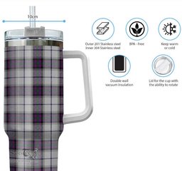 ScotsTee Shop Scottish Alexander of Menstry Dress Clan Tartan Tumbler with Handle 40oz Insulated Tumbler