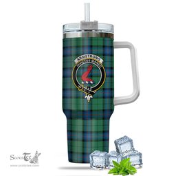 ScotsTee Shop Scottish Armstrong Ancient Clan Crest Tartan Tumbler with Handle 40oz Insulated Tumbler