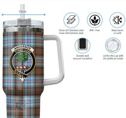 ScotsTee Shop Scottish Anderson Ancient Clan Crest Tartan Tumbler with Handle 40oz Insulated Tumbler