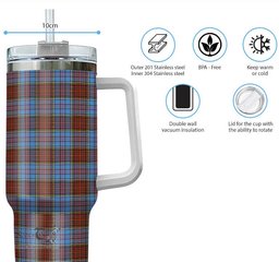 ScotsTee Shop Scottish Anderson Modern Clan Tartan Tumbler with Handle 40oz Insulated Tumbler
