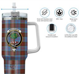 ScotsTee Shop Scottish Anderson Modern Clan Crest Tartan Tumbler with Handle 40oz Insulated Tumbler