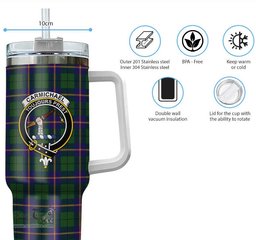 ScotsTee Shop Scottish Carmichael Modern Clan Crest Tartan Tumbler with Handle 40oz Insulated Tumbler