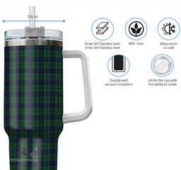 ScotsTee Shop Scottish Austin Clan Tartan Tumbler with Handle 40oz Insulated Tumbler