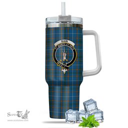ScotsTee Shop Scottish Bain Clan Crest Tartan Tumbler with Handle 40oz Insulated Tumbler