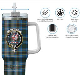 ScotsTee Shop Scottish Cockburn Modern Clan Crest Tartan Tumbler with Handle 40oz Insulated Tumbler