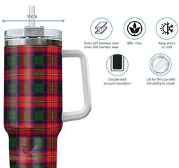 ScotsTee Shop Scottish Belshes Clan Tartan Tumbler with Handle 40oz Insulated Tumbler