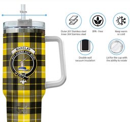 ScotsTee Shop Scottish Barclay Dress Modern Clan Crest Tartan Tumbler with Handle 40oz Insulated Tumbler