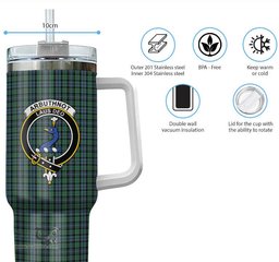 ScotsTee Shop Scottish Arbuthnot Clan Crest Tartan Tumbler with Handle 40oz Insulated Tumbler