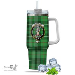 ScotsTee Shop Scottish Clephan Clan Crest Tartan Tumbler with Handle 40oz Insulated Tumbler