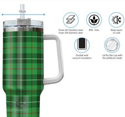 ScotsTee Shop Scottish Boyle Clan Tartan Tumbler with Handle 40oz Insulated Tumbler