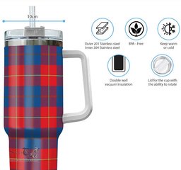 ScotsTee Shop Scottish Blane Clan Tartan Tumbler with Handle 40oz Insulated Tumbler